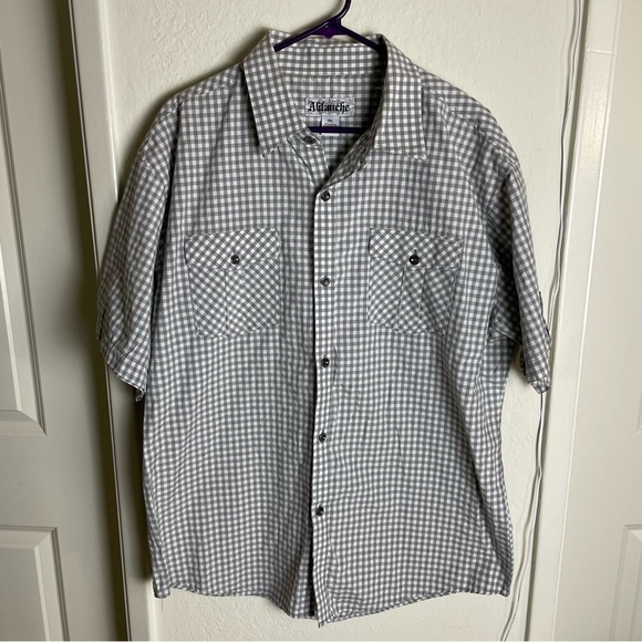 ablanche Other - Ablanche Gray/White Plaid Short Sleeve Button Up T-Shirt Men’s Size 2XL